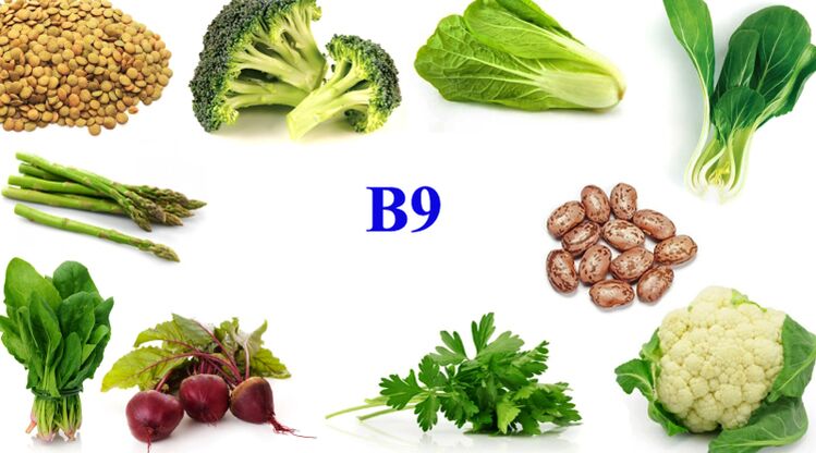 vitamin B9 i produkter for potens